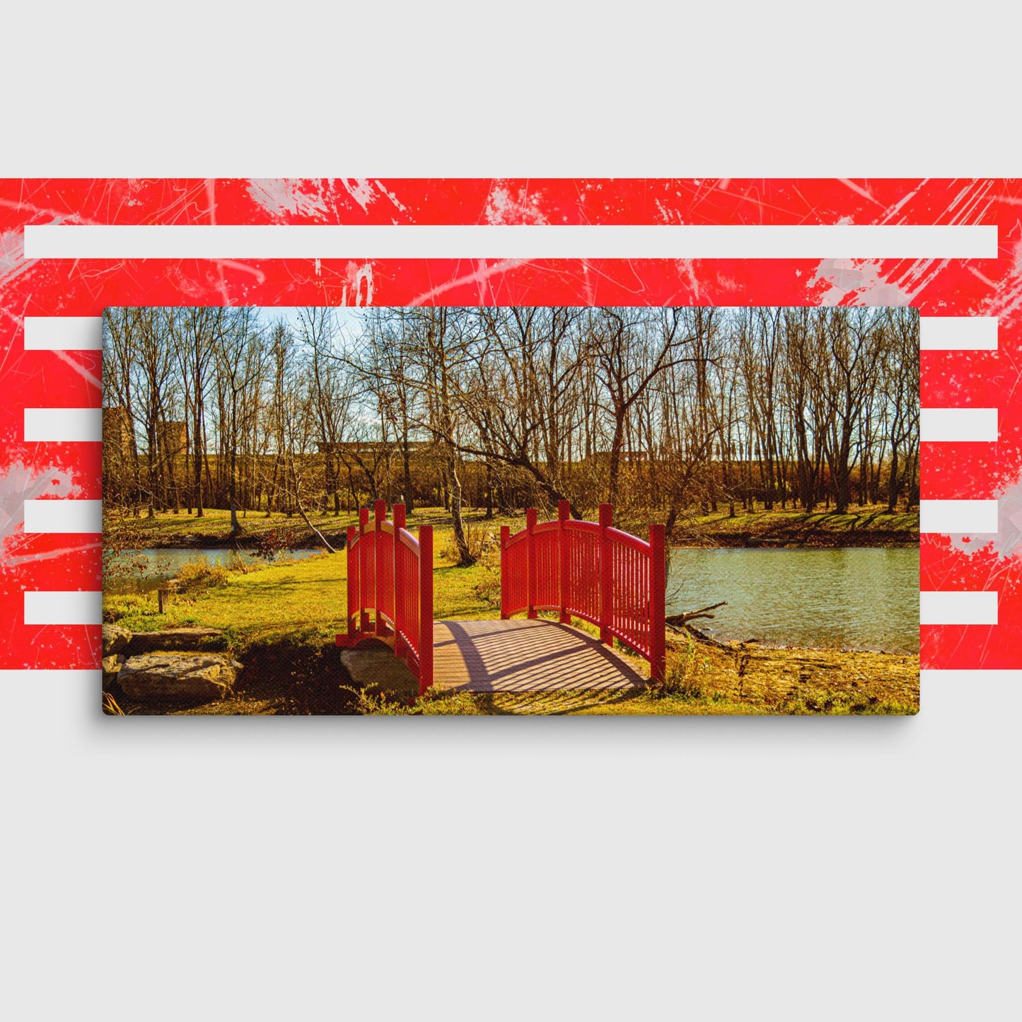 Canvas red bridge