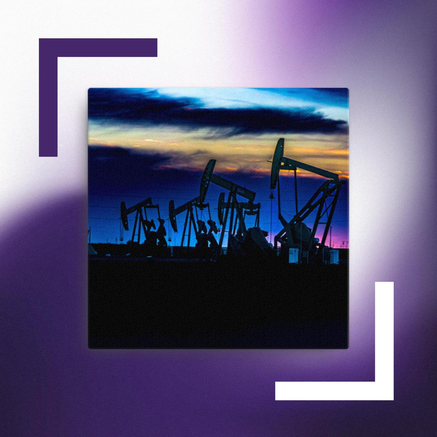 Canvas pump jack sunset