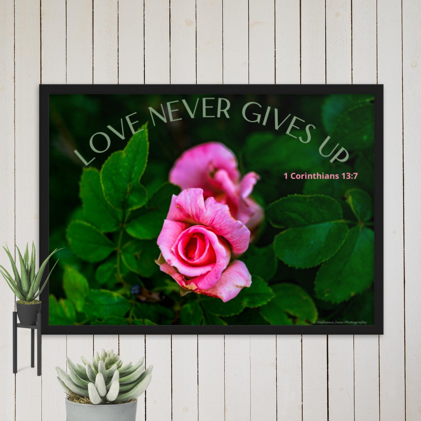 Framed matte paper poster love never gives up